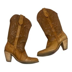 Vintage Capezio Brown Leather Cowboy Boots L 344 Size 7 M Made In The USA